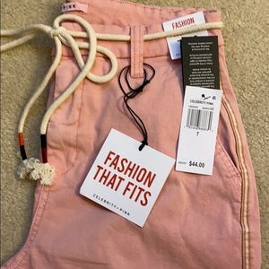 Women’s size 7, pink pants, rope belt, stitch